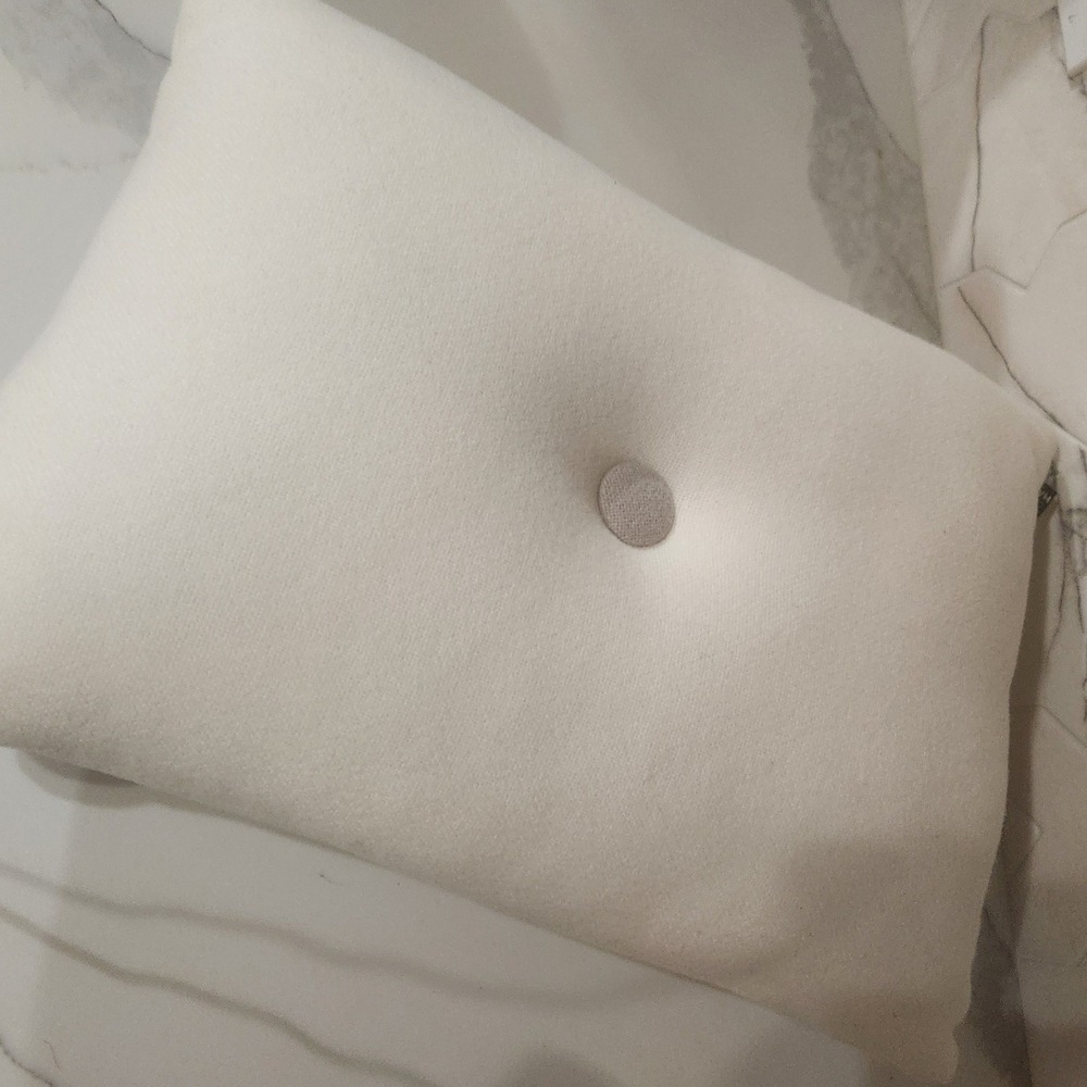 HAY Swedish White Tufted Lumbar Pillow Accent Home Decor wool blend‎